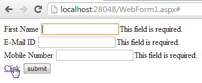 jQuery Validation on Click of Anchor